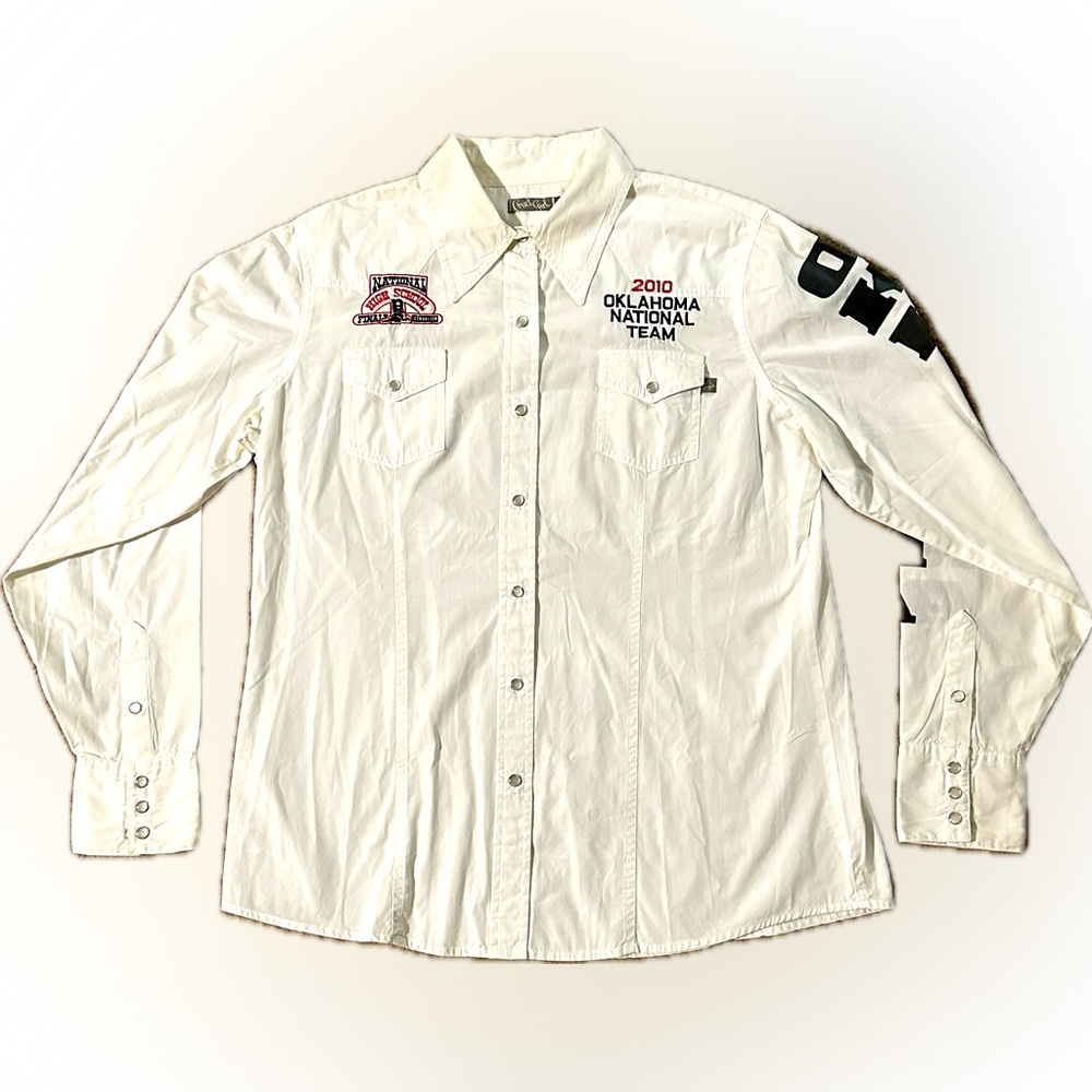 RARE NHS FINALS RODEO OKLAHOMA FINALS TEAM CRUEL GIRL XL COWBOY WESTERN SHIRT